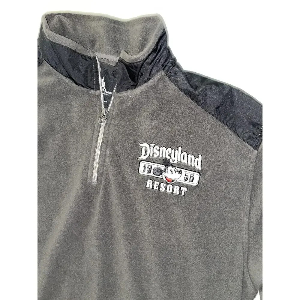 Vintage Disney Fleece Jacket Adult Size Large Gray Mickey Mouse Zip Disneyland